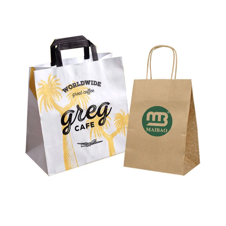 Eco Friendly Customize Logo Kraft Paper Bag Packaging for Fast Food Packaging